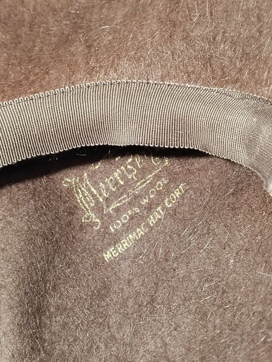 Vintage 1940s Wool Beret Merrimac Hat Corp Camel Brown Beaded Flapper Size 22.5 main image 12